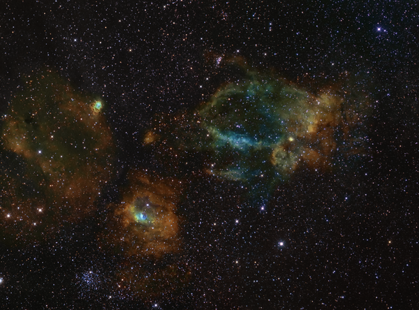 Bubble Nebula 2 Part Mosaic Widefield (hubble Palette)