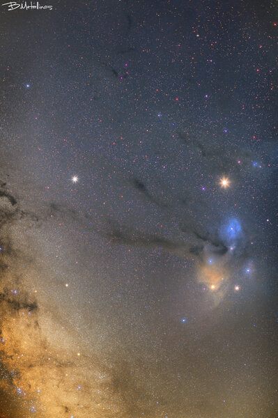 Rho Ophiuchi cloud complex with Mars and Saturn